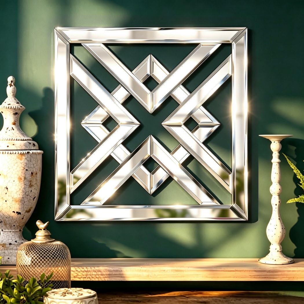 Amazon.com: QMDECOR 12x12 Inch Geometric Wall Mirror with Beveled
